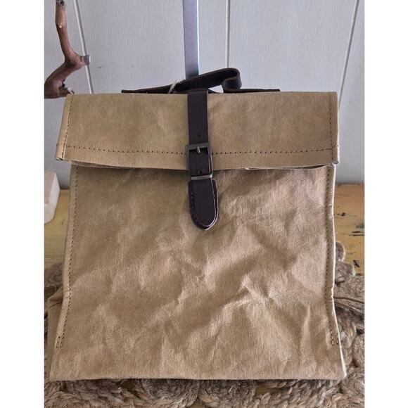 Uashmama Lunch Bag Brown Folded Snap Back Pack NWOT main image 3